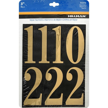 Hillman HILLMAN 3 in. Reflective Gold Vinyl Self-Adhesive Number Set 0-9 26 pc 842276